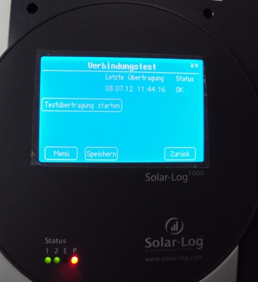 Wenn die Meldung der Überwachungssystem unterbrochen ist, sollte man die Verbindungstest vor Ort durchführen. In diesem Fall läuft die Überwachungssystem über Solar Log